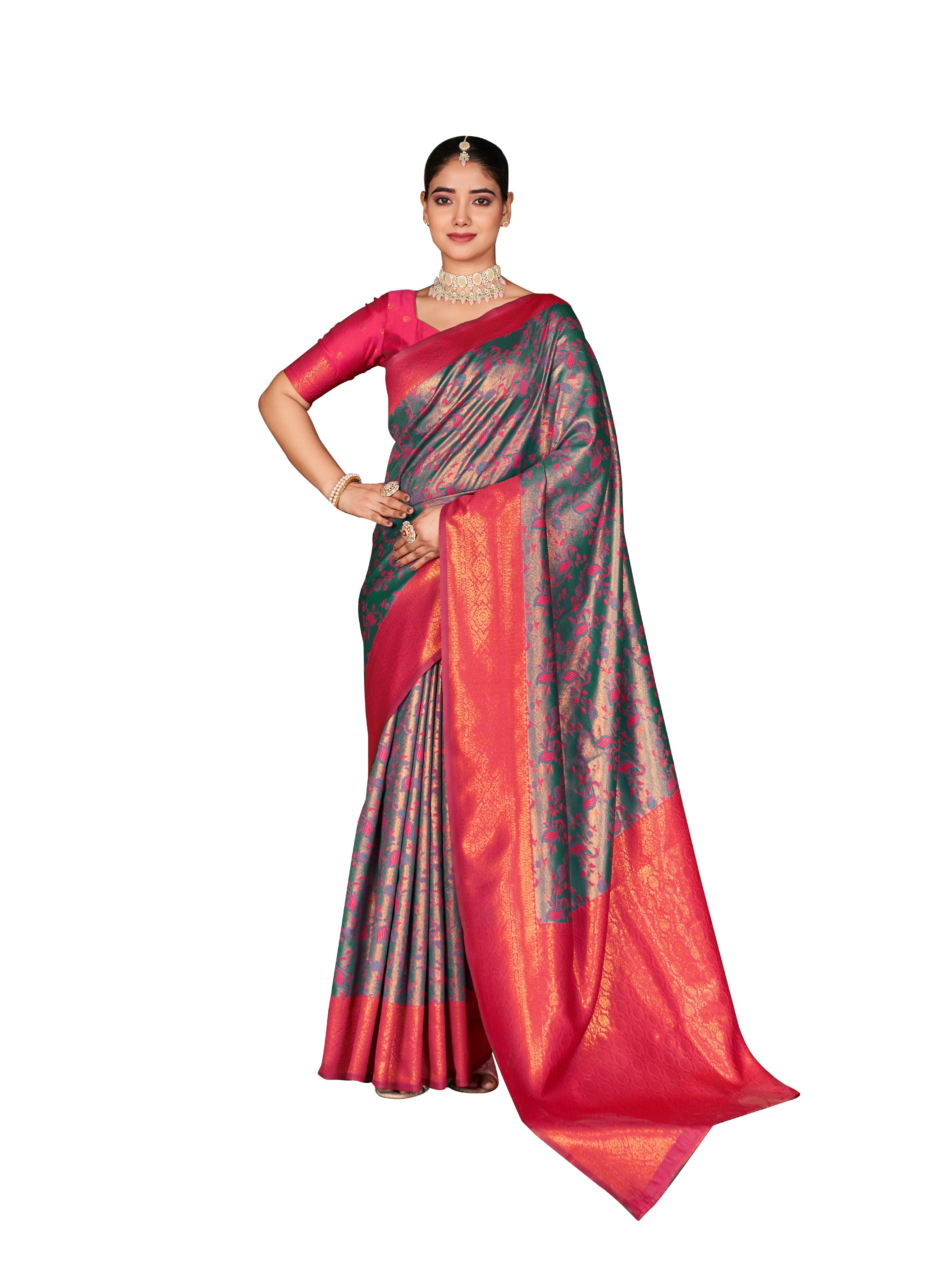 Silver Grey Border Saree