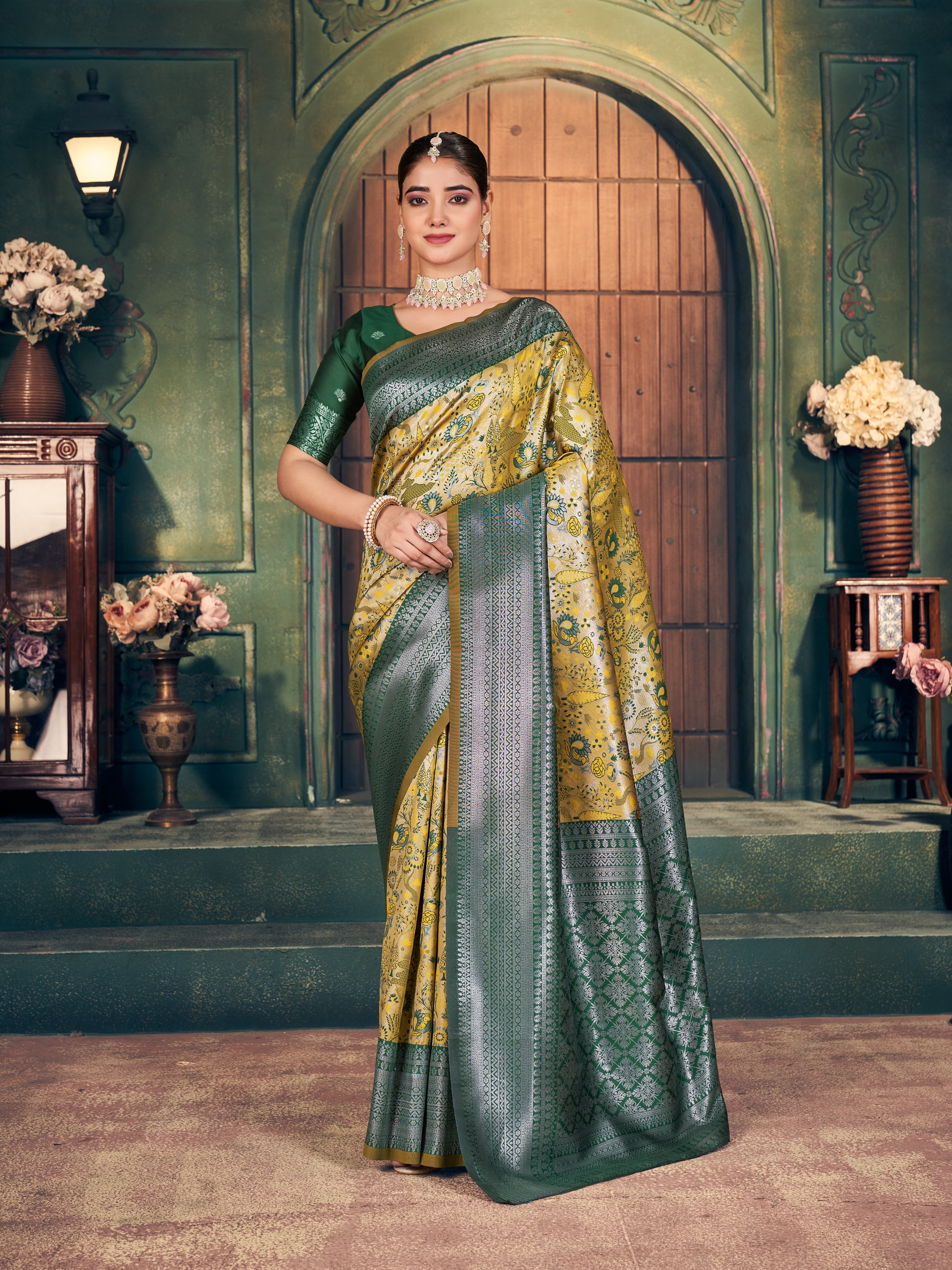 Peach Coral Sequin Saree