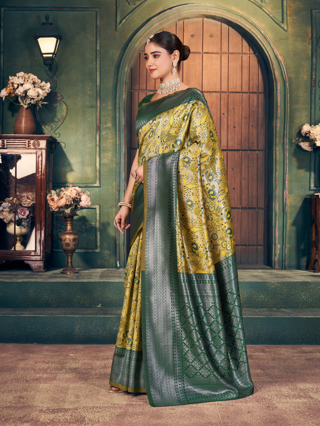 Peach Coral Sequin Saree
