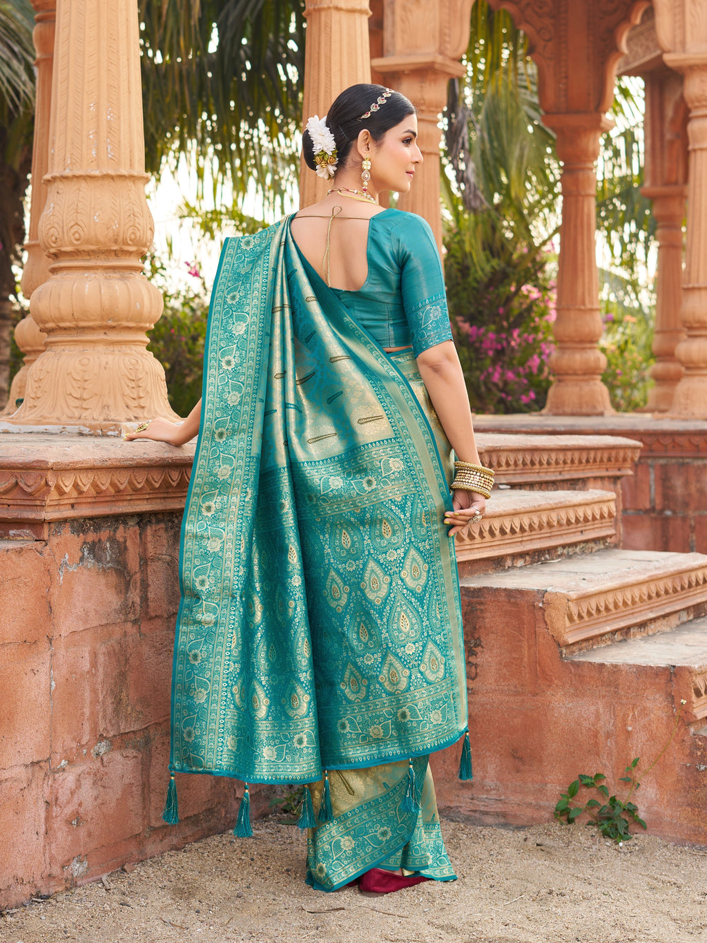 Olive Green Sequin Saree