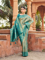 Olive Green Sequin Saree