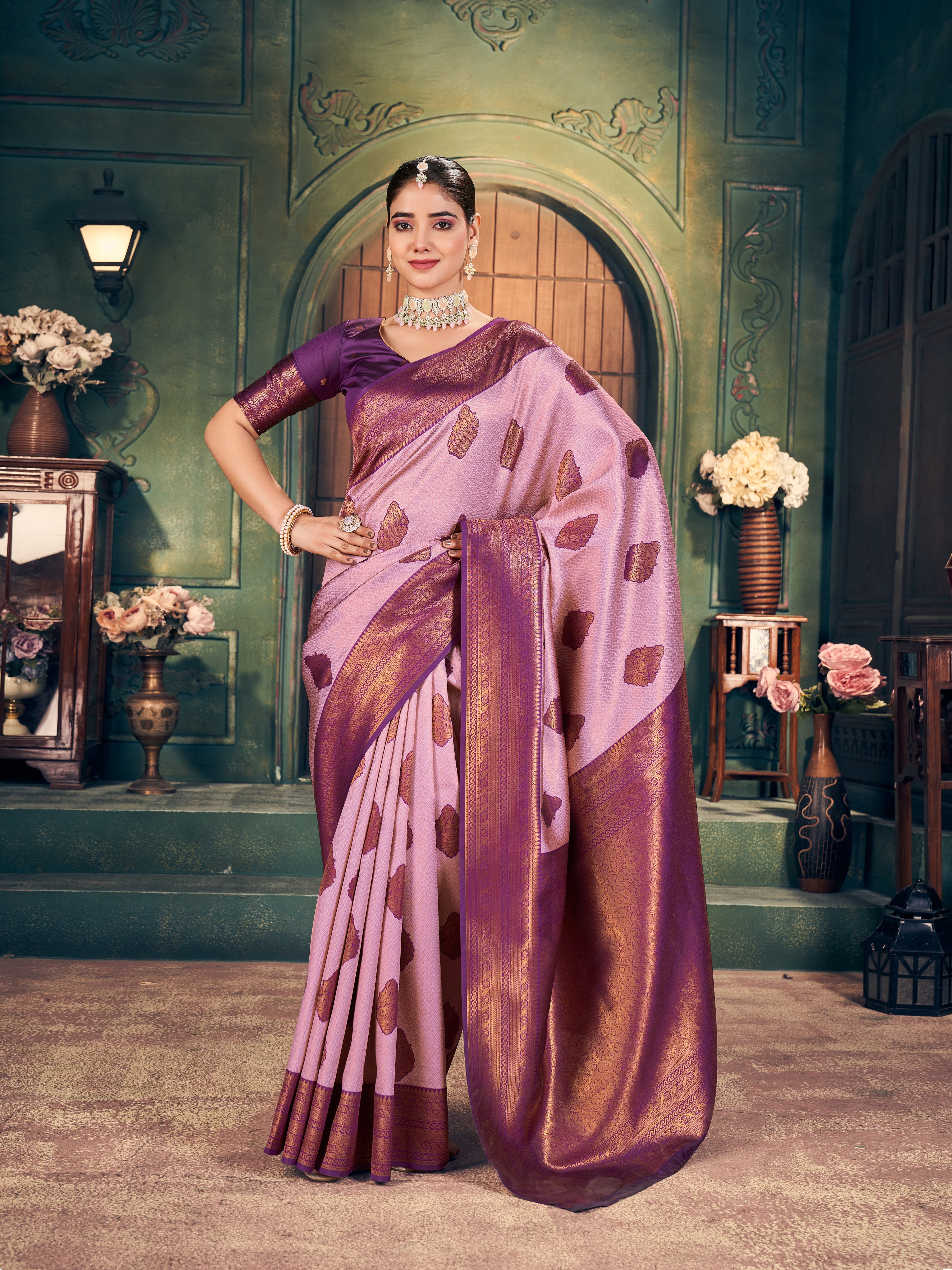 Baby Pink Shimmer Saree