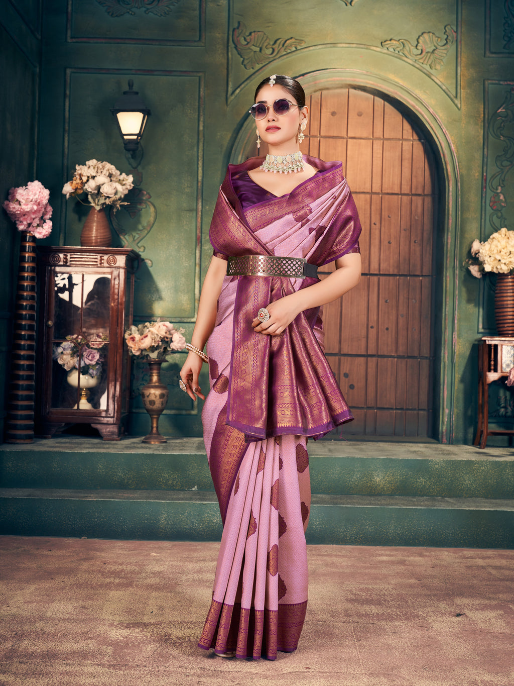 Baby Pink Shimmer Saree