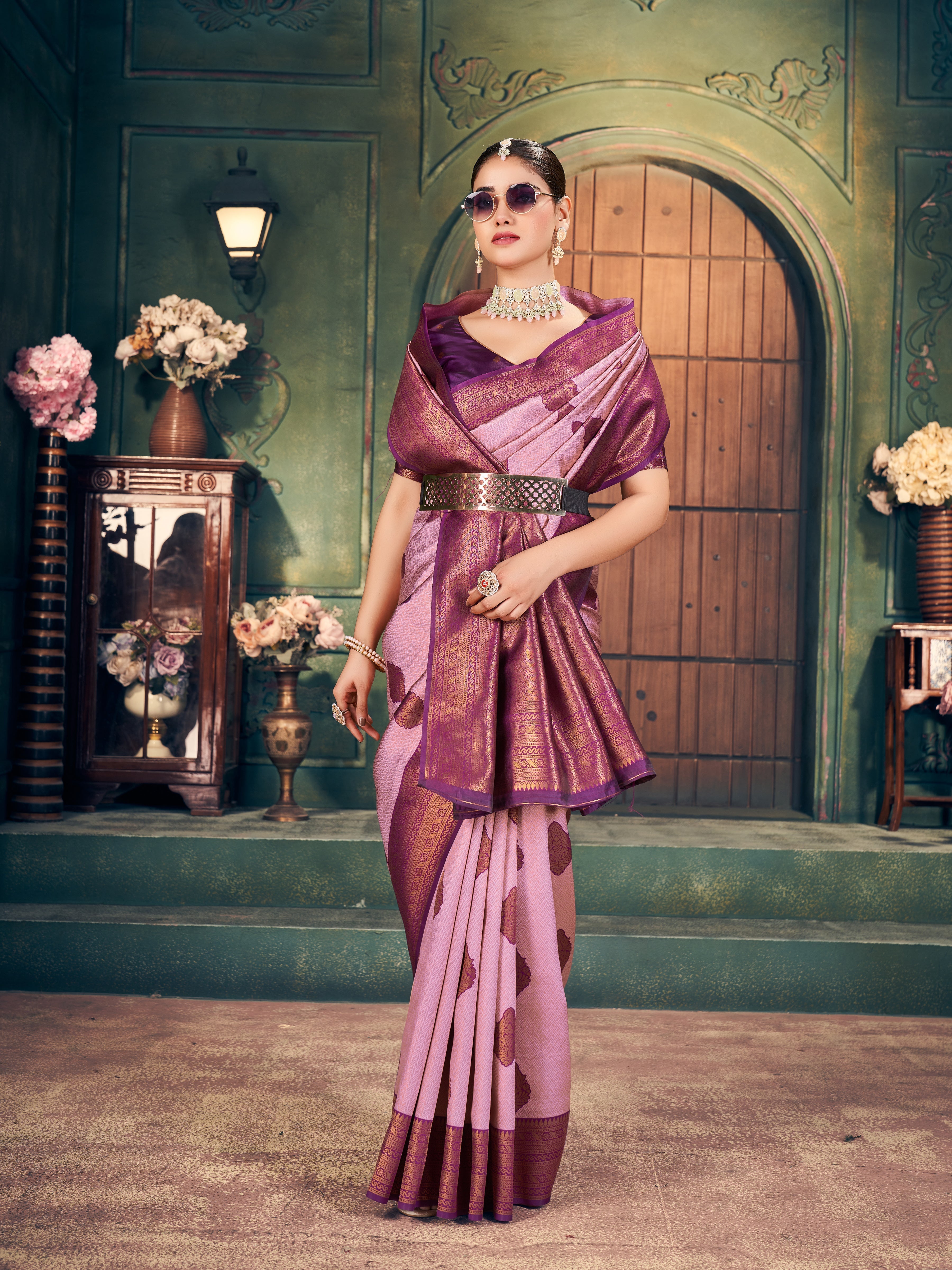 Baby Pink Shimmer Saree