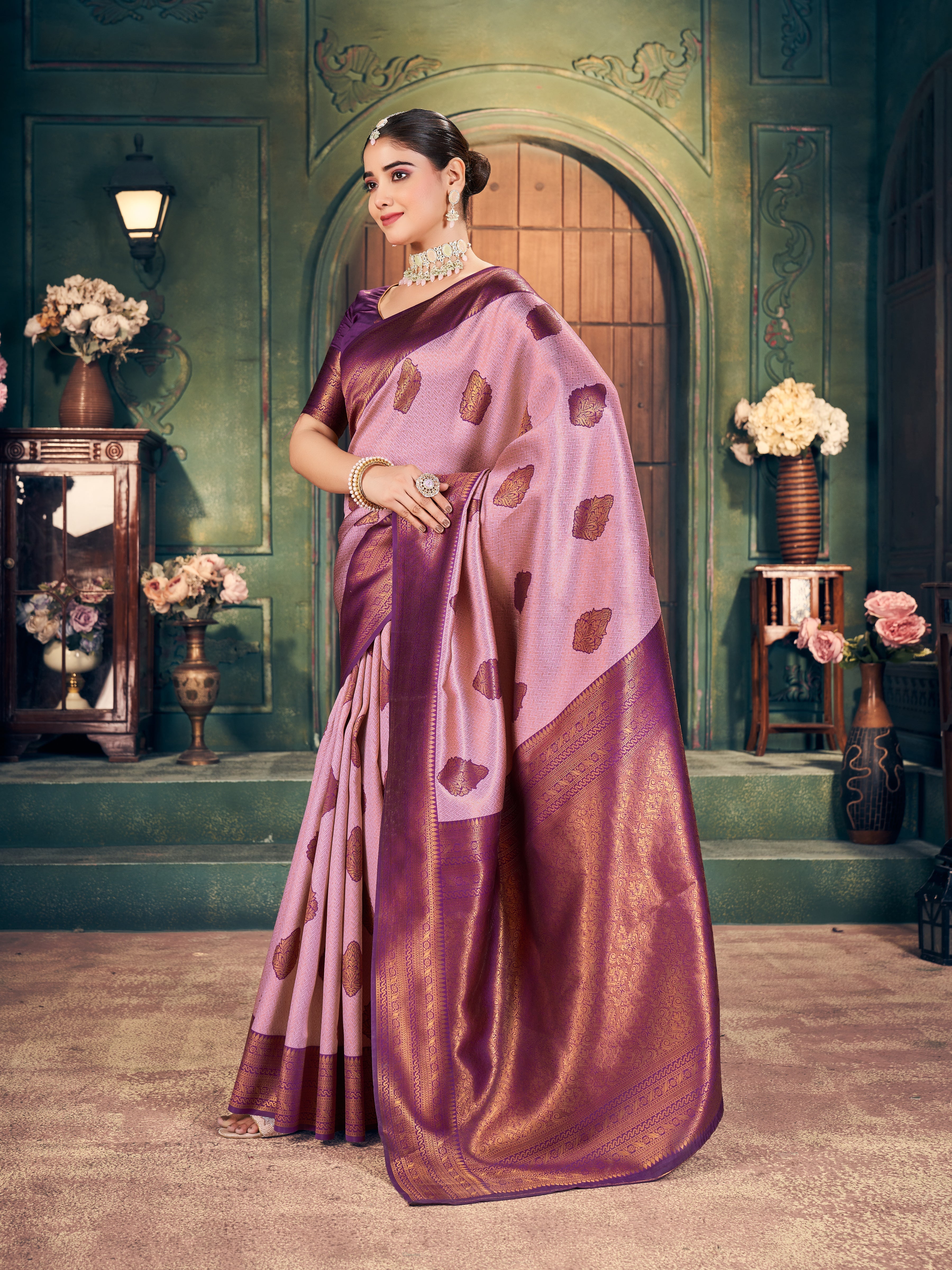 Baby Pink Shimmer Saree