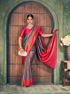 Silver Grey Border Saree