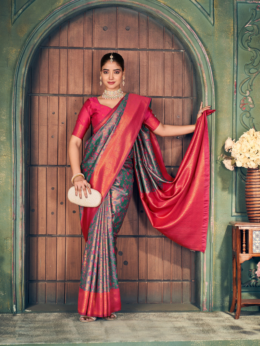 Silver Grey Border Saree