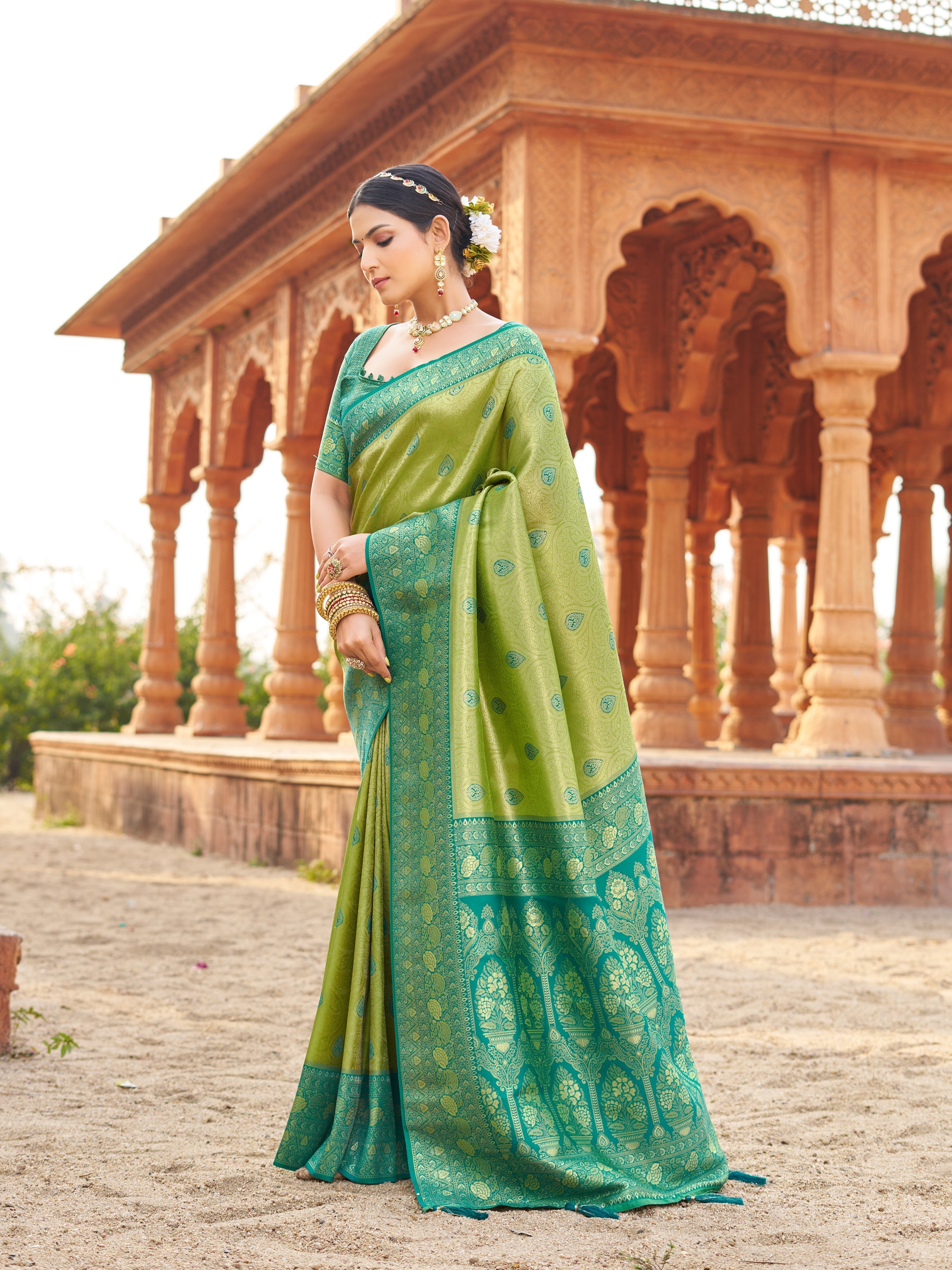 Teal Blue Sequin Saree