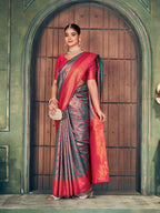 Silver Grey Border Saree