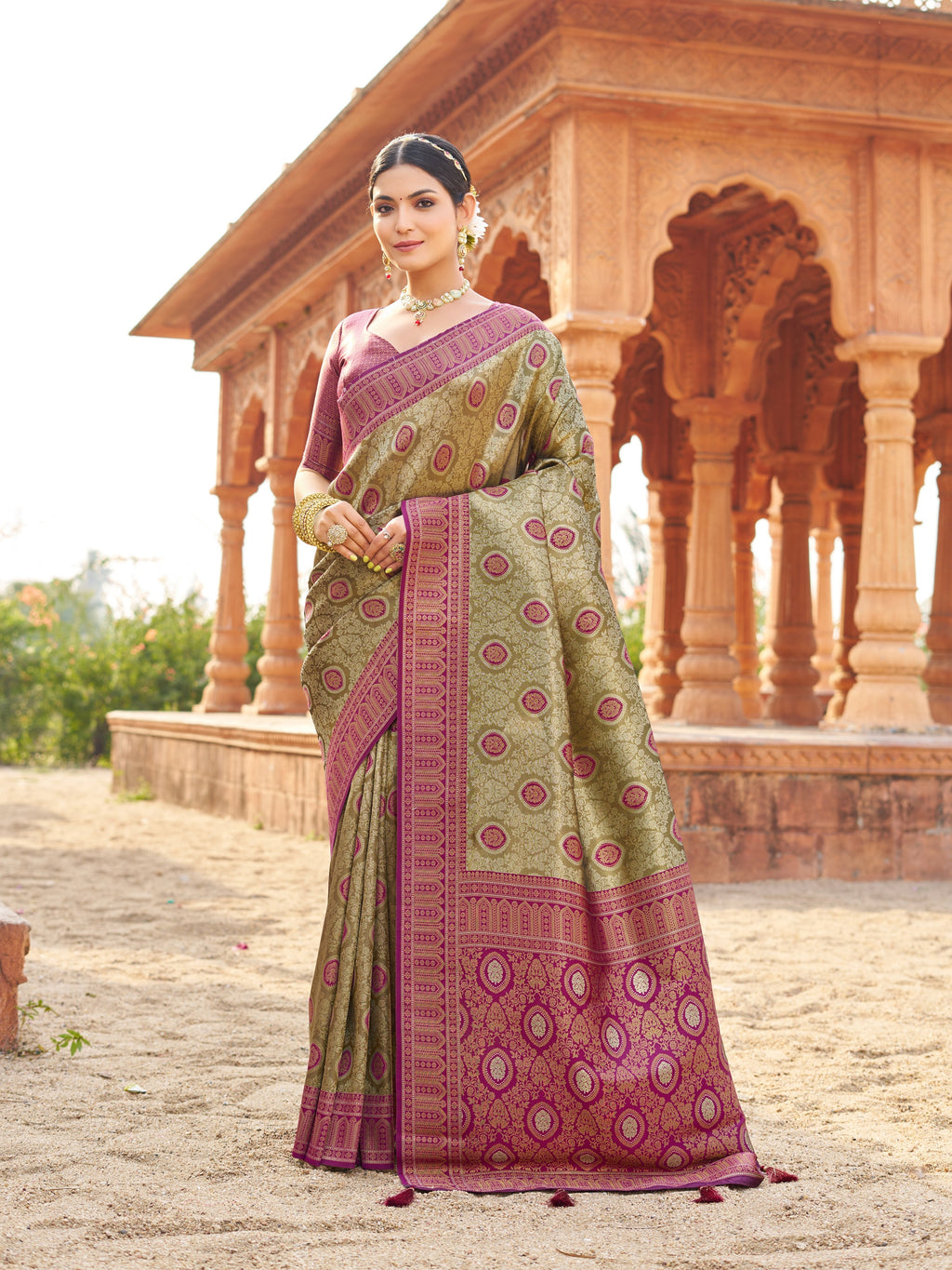Magenta Pink Sequin Saree