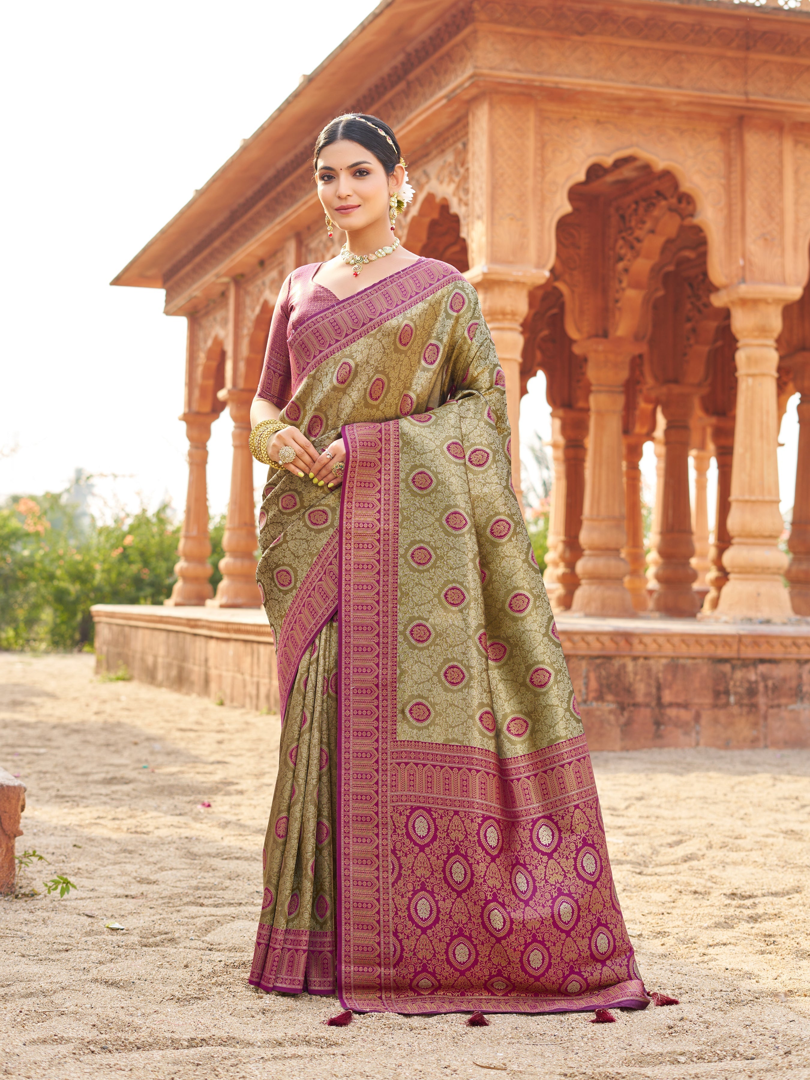 Magenta Pink Sequin Saree