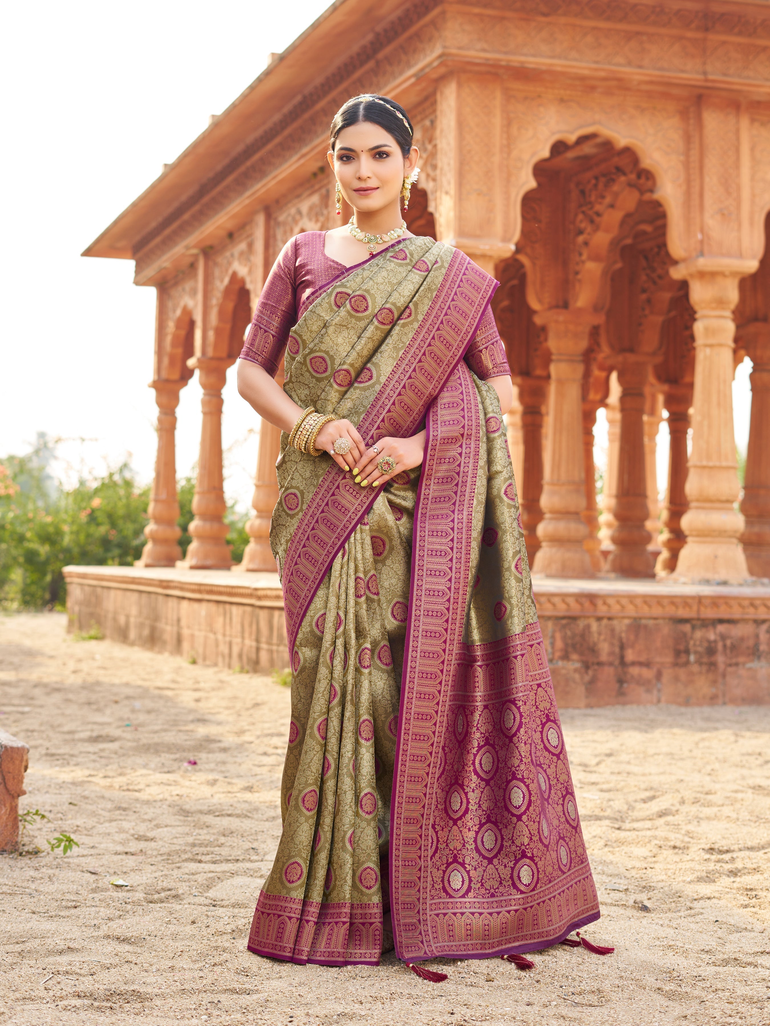 Magenta Pink Sequin Saree
