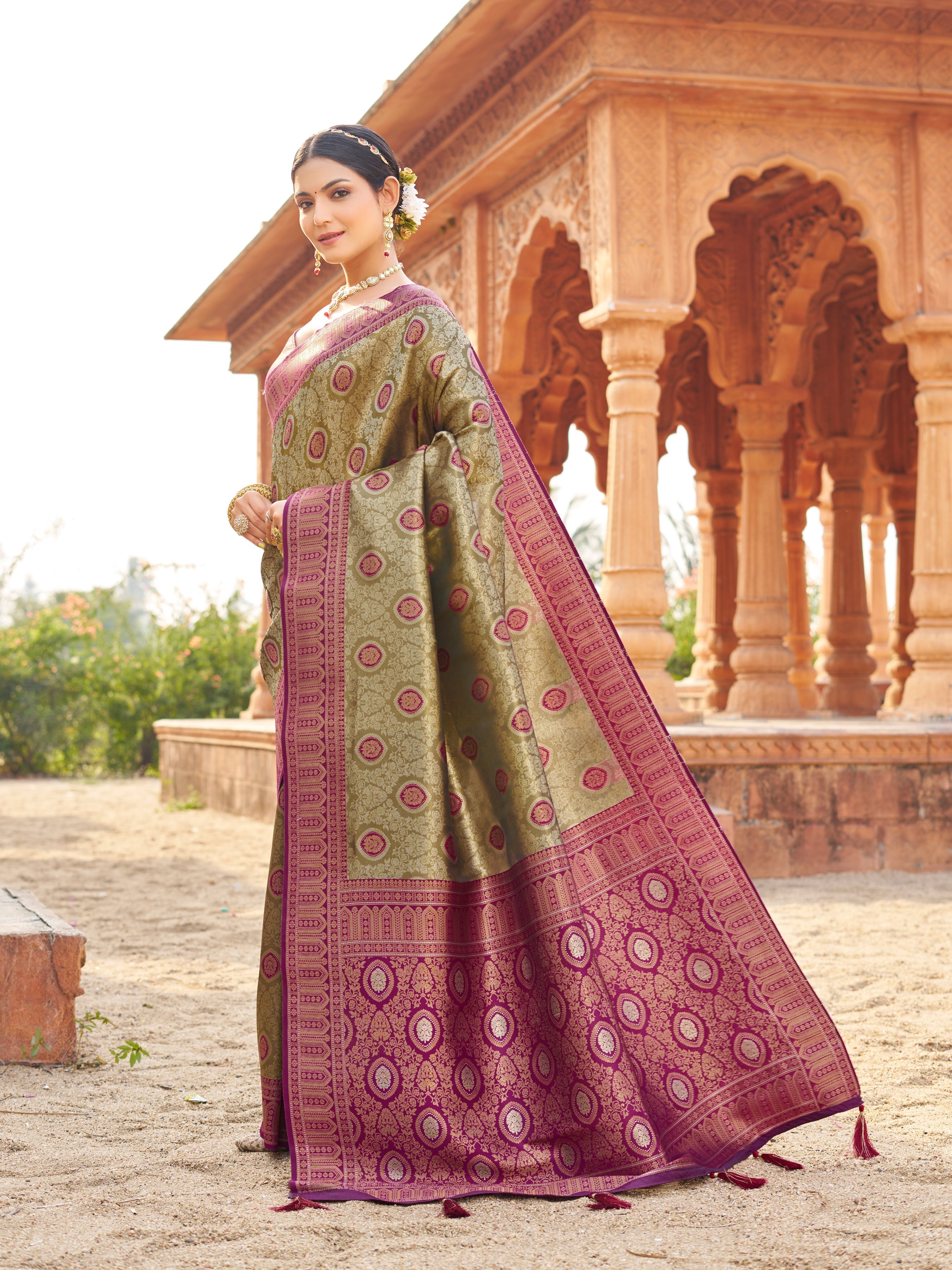 Magenta Pink Sequin Saree