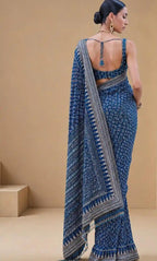 Indigo Printed Saree