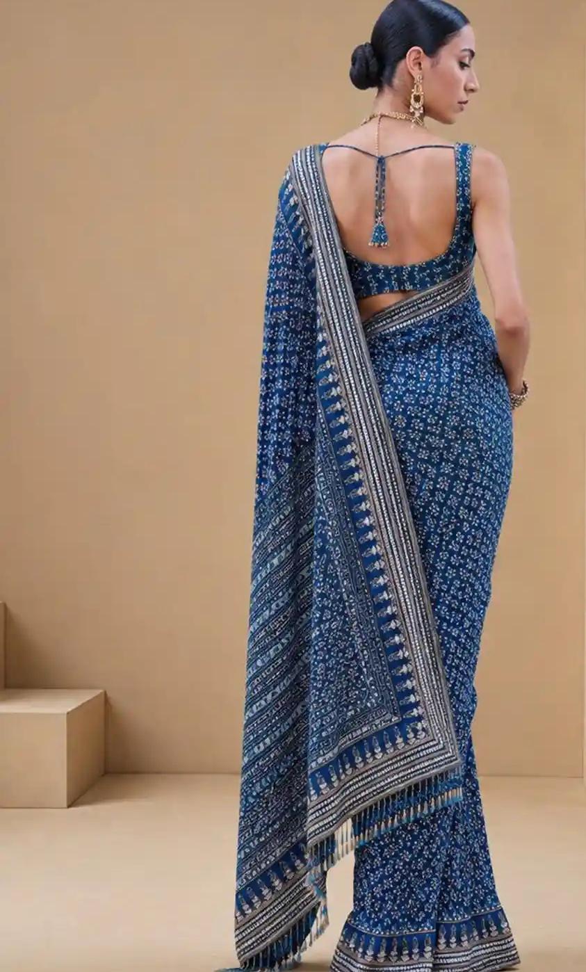 Indigo Printed Saree