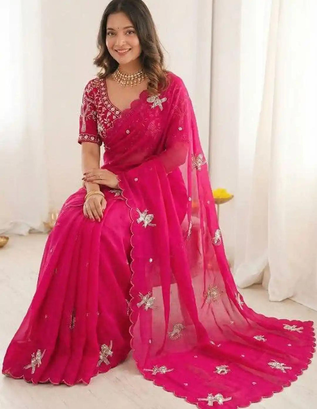 Rani Pink Bird Saree