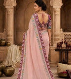 Powder Pink Border Saree