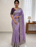 Lavender Tissue Silk Saree