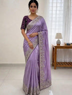 Lavender Tissue Silk Saree