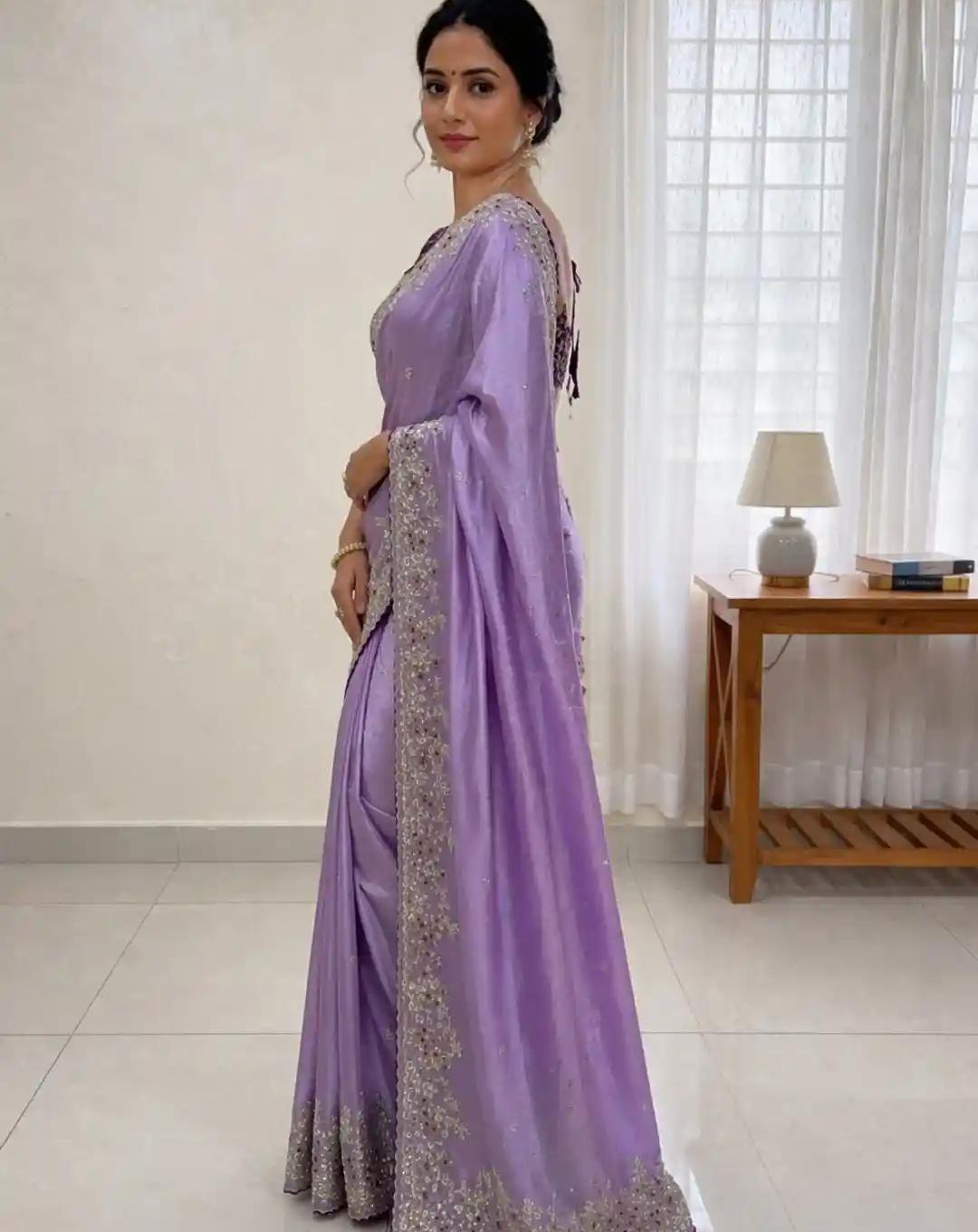 Lavender Tissue Silk Saree