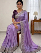 Lavender Tissue Silk Saree