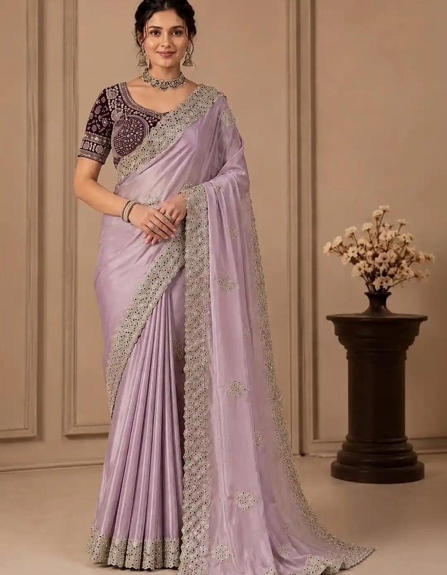 Orchid Pink Silk Saree