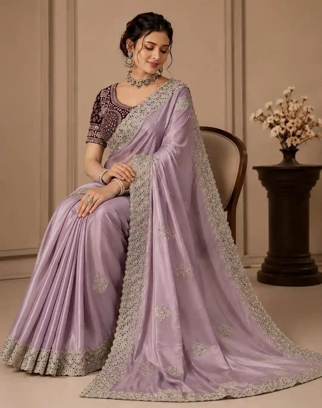 Orchid Pink Silk Saree