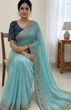 Powder Blue Jaal Saree