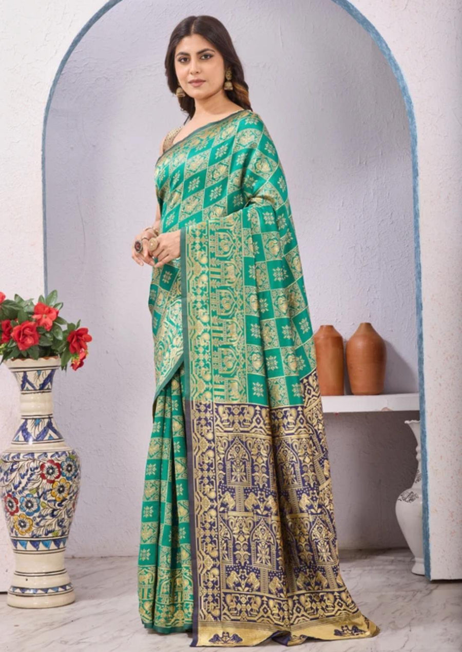 Ocean Green Organza Saree