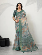 Olive Grid Net Saree