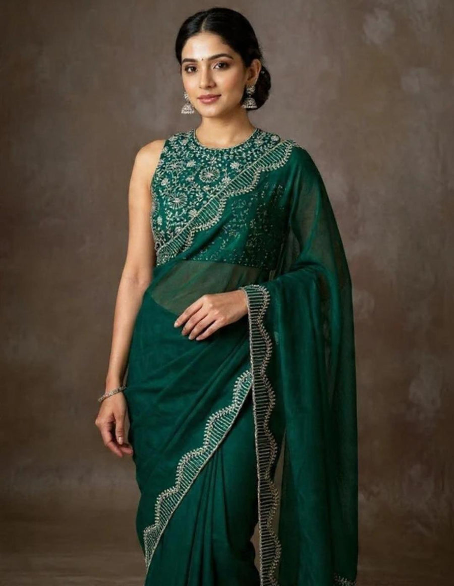 Green Tissue Saree