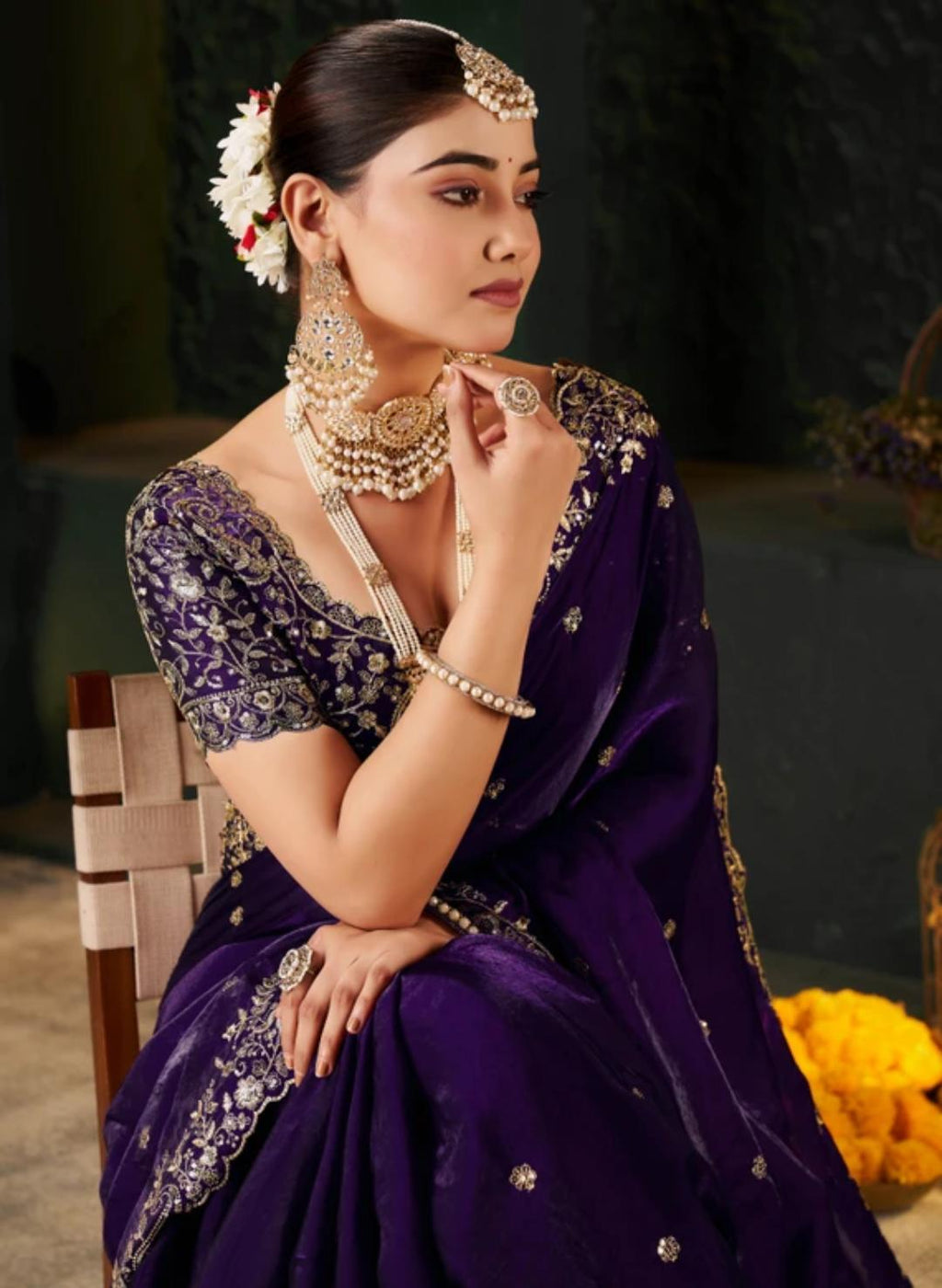 Purple Shimmer Saree