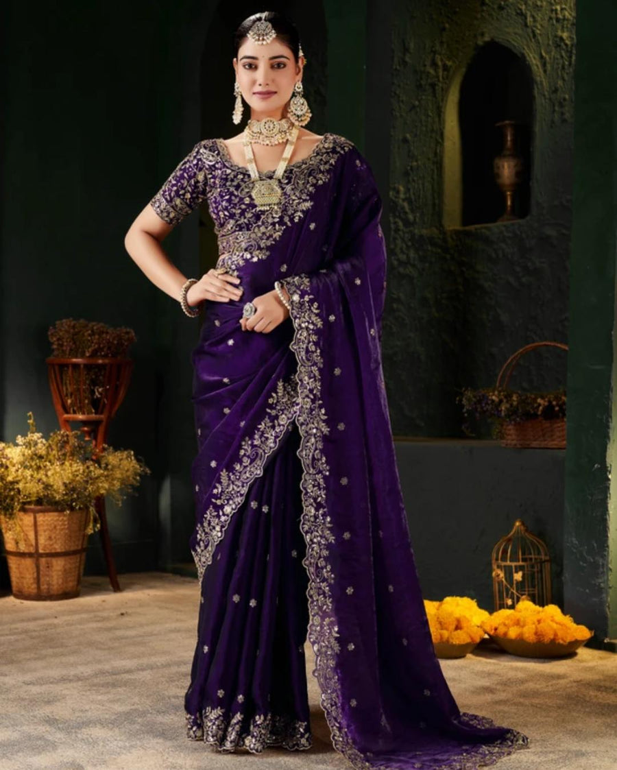 Purple Shimmer Saree