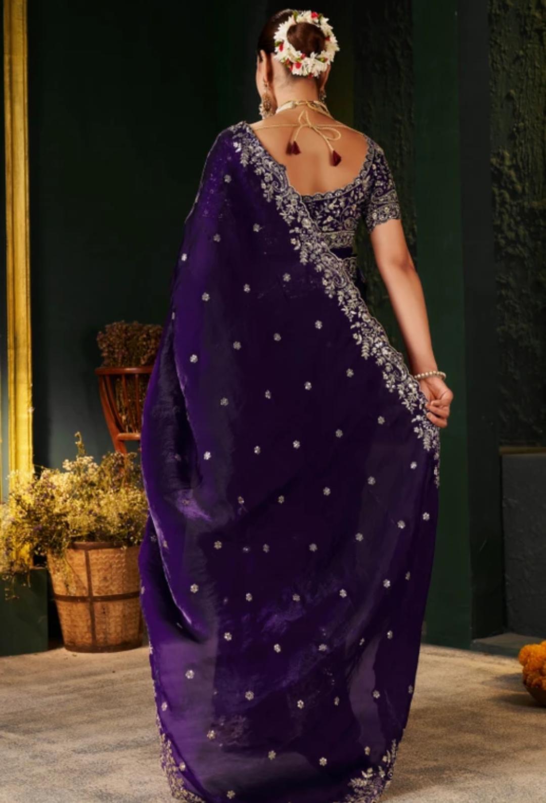 Purple Shimmer Saree