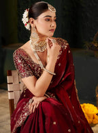 Maroon Shimmer Saree