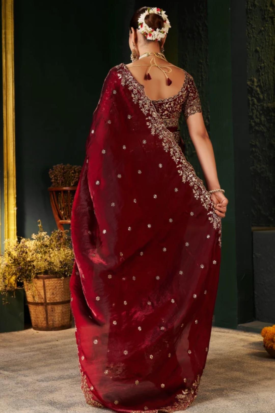 Maroon Shimmer Saree