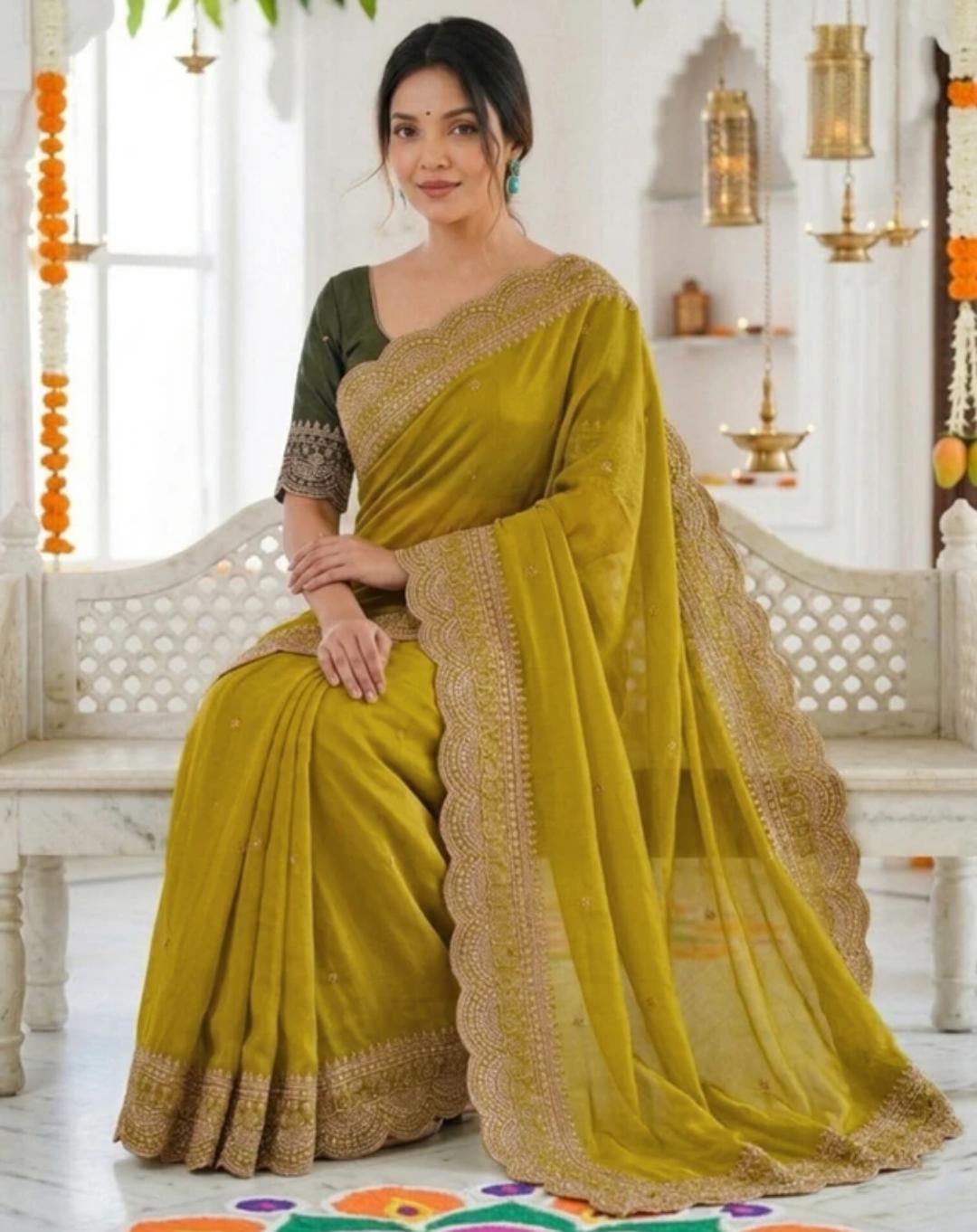 Yellow Bandhani Saree