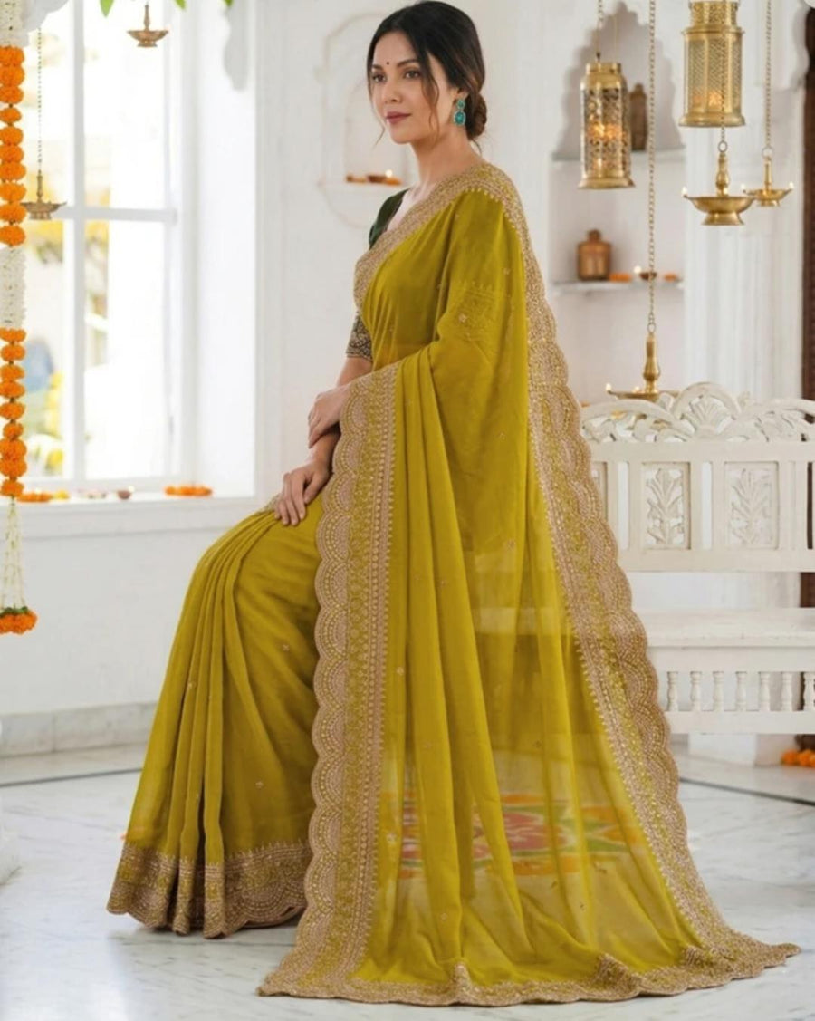 Yellow Bandhani Saree