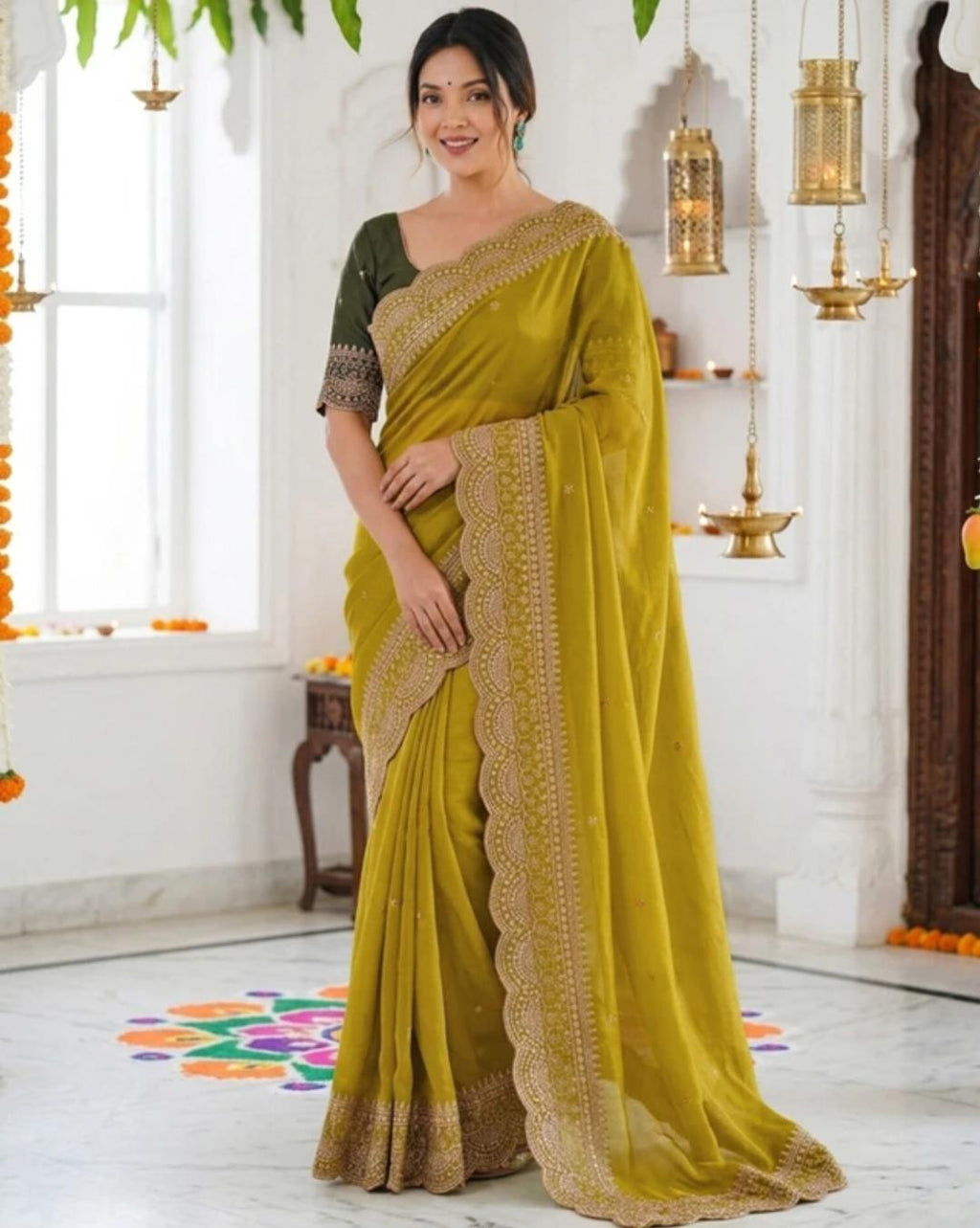 Yellow Bandhani Saree