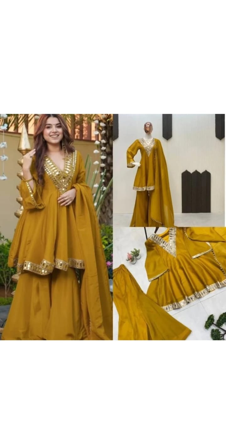 Mustard Mirror Anarkali