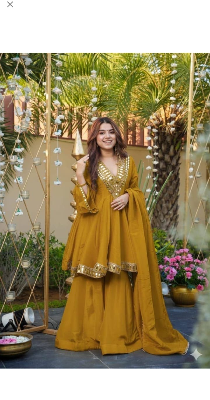 Mustard Mirror Anarkali
