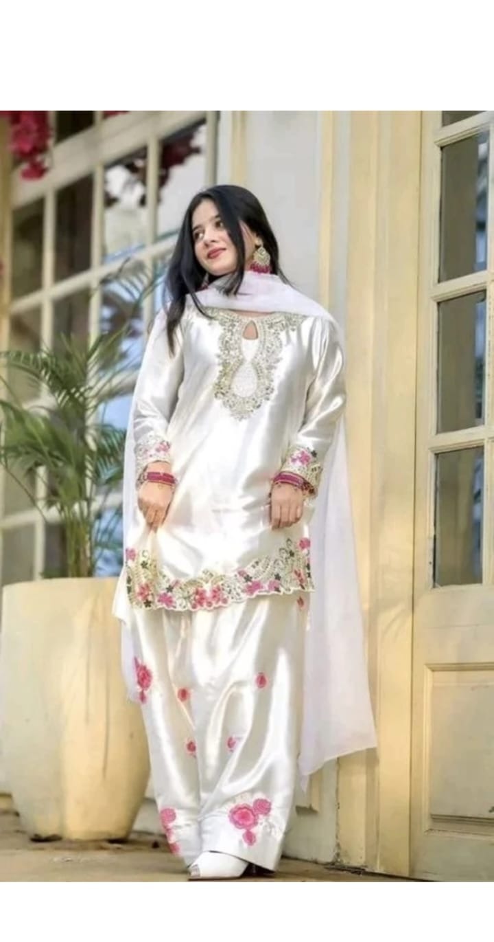 White Floral Kurta Set