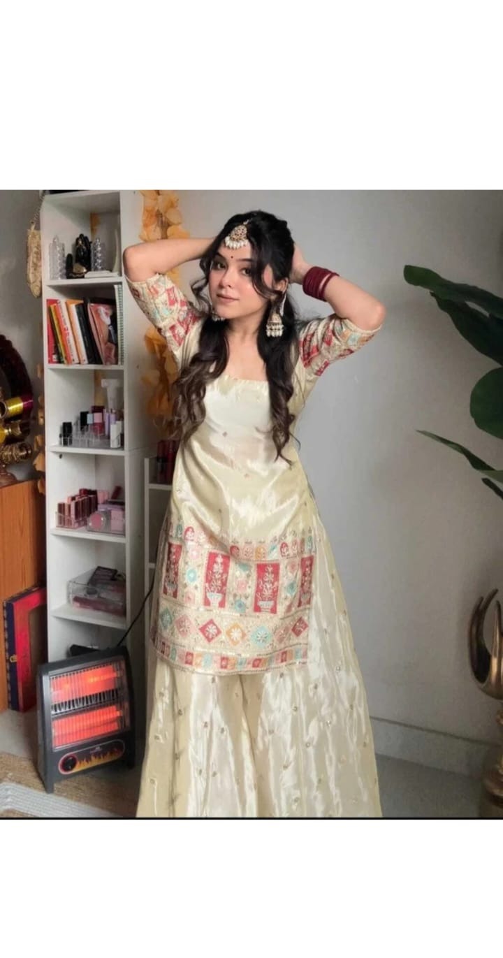Ivory Floral Palazzo Set