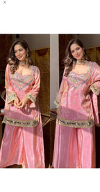 Pink Floral Kurta Set