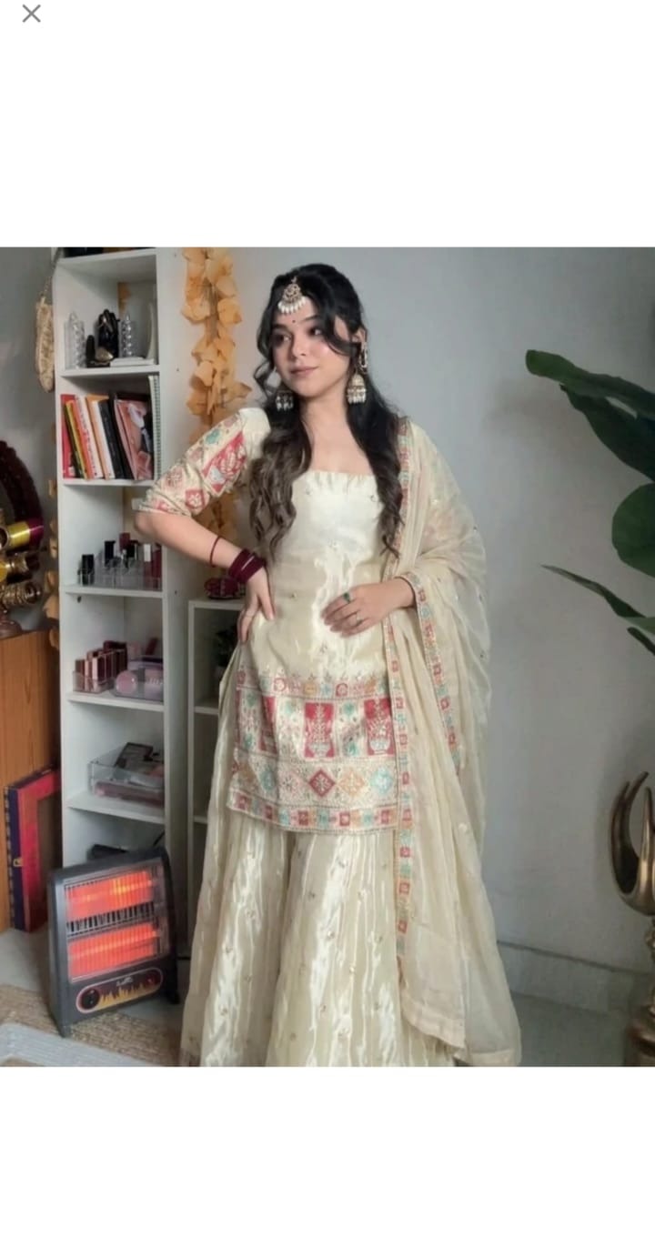 Ivory Floral Palazzo Set