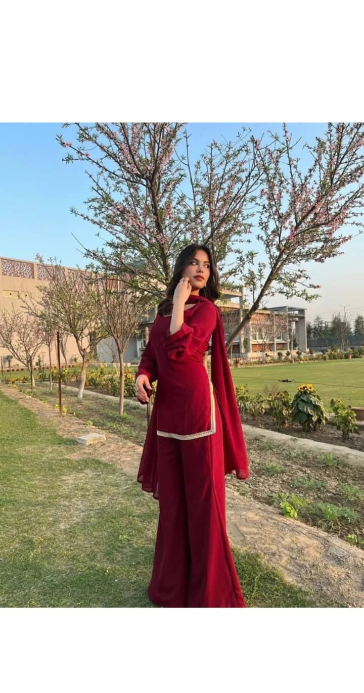 Maroon Velvet Kurta Set