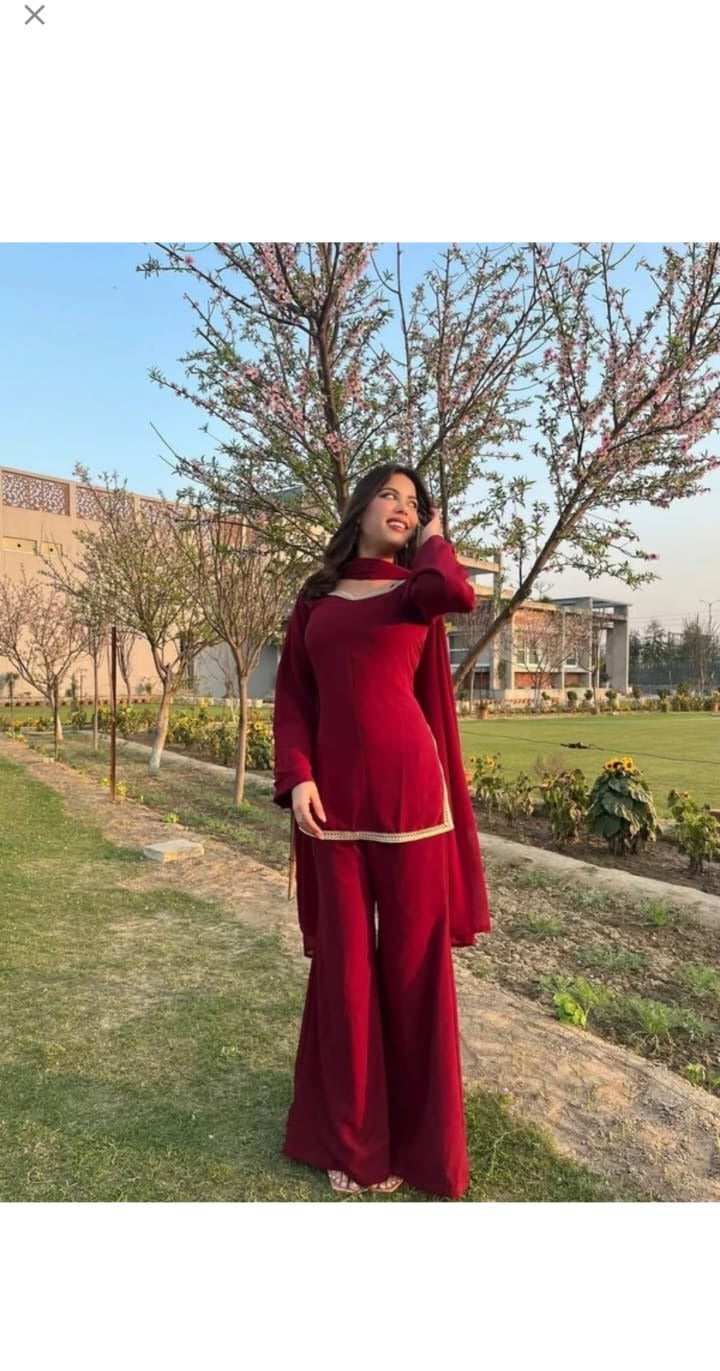 Maroon Velvet Kurta Set