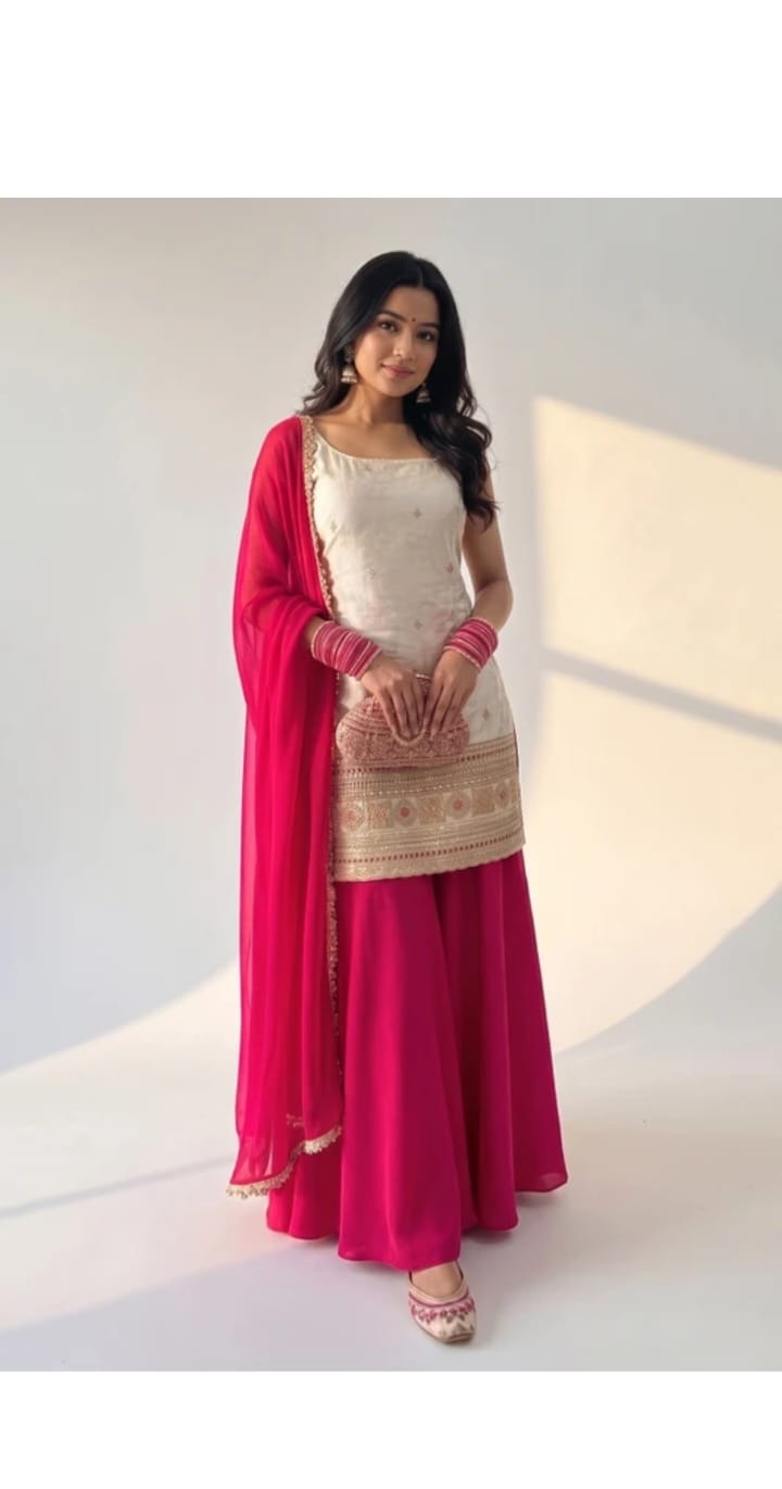 Pink Palazzo Kurta Set
