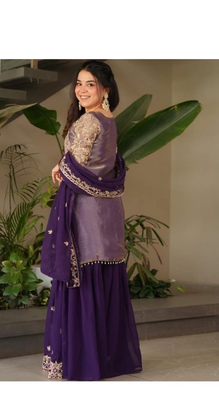 Purple Sharara Set