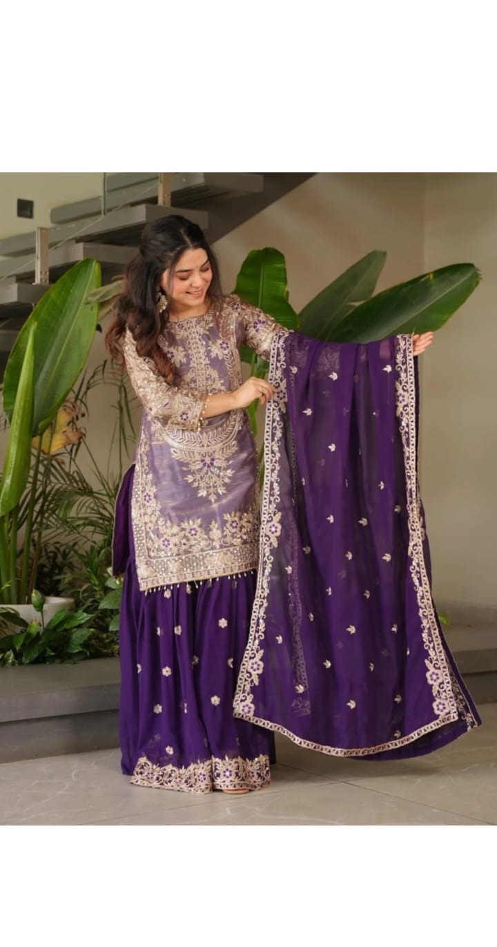 Purple Sharara Set